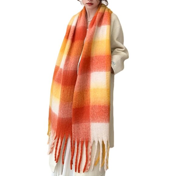 Women's Red Beige Yellow Winter Warm Shawl Cold Weather Thick Blanket Scarfs